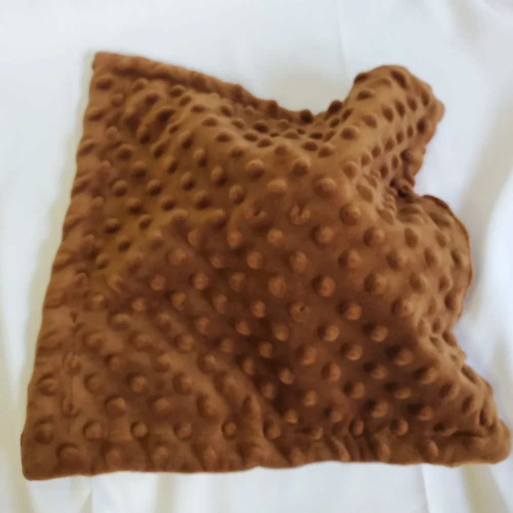 Castle Brown Minky‎ Dot Security Blanket Plush Lovey Dog Puppy 11x11 Inches